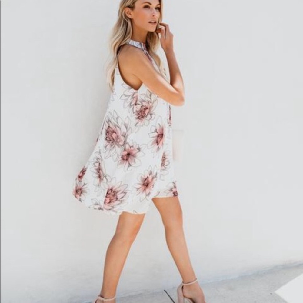 VICI stencil floral dress - ivory
